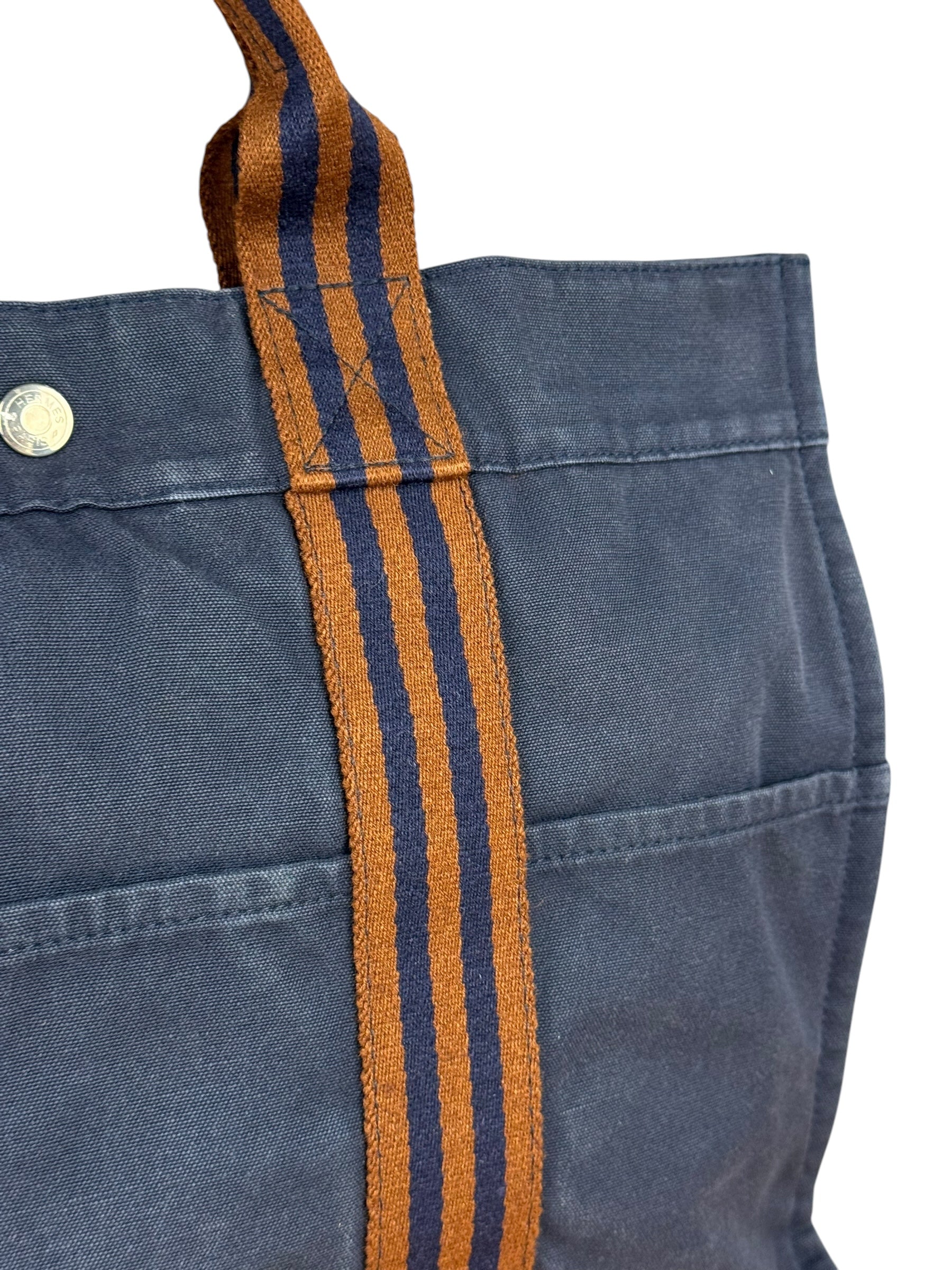 Hermes Vintage Large Navy Canvas Tote