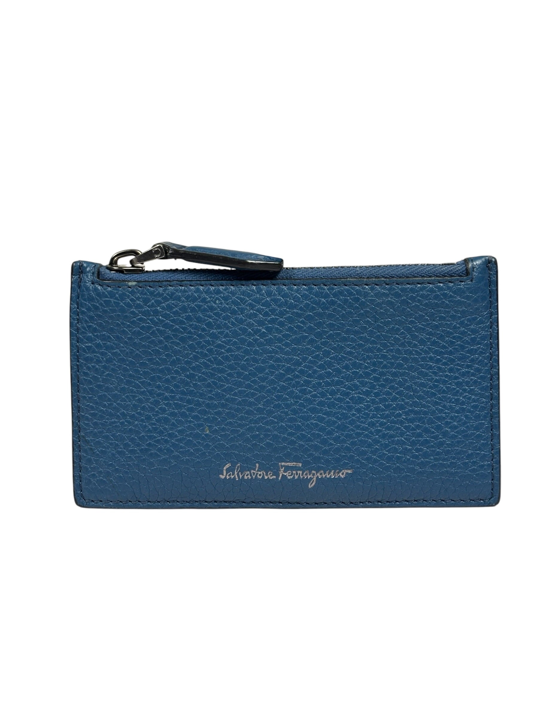 Salvatore Ferragamo Navy Calfskin Coin/Card Holder