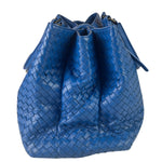 Bottega Venete Blue Lambskin Intrecciato Roma Tote