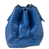 Bottega Venete Blue Lambskin Intrecciato Roma Tote