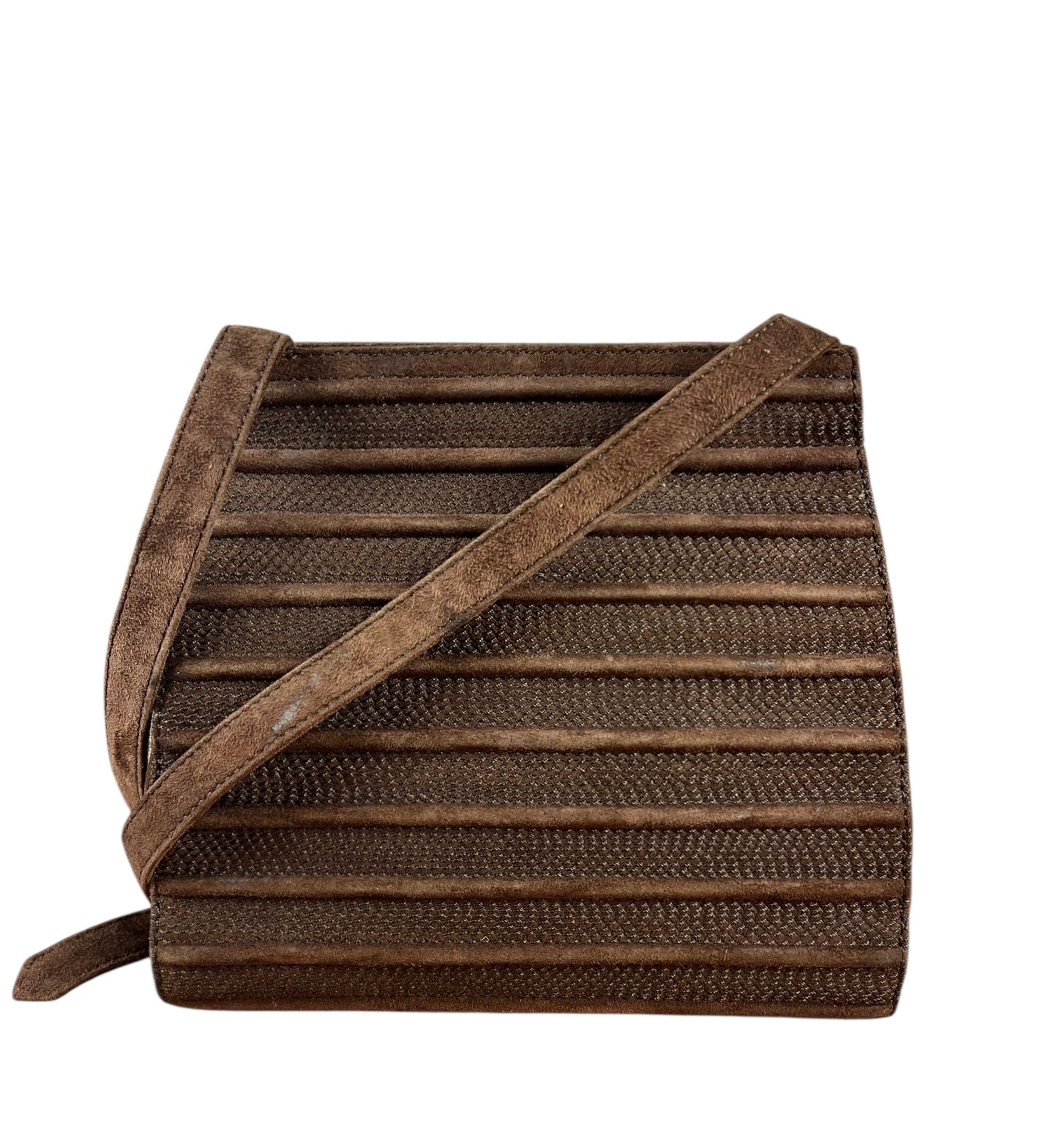 Loewe Vintage Striped Brown Suede Crossbody