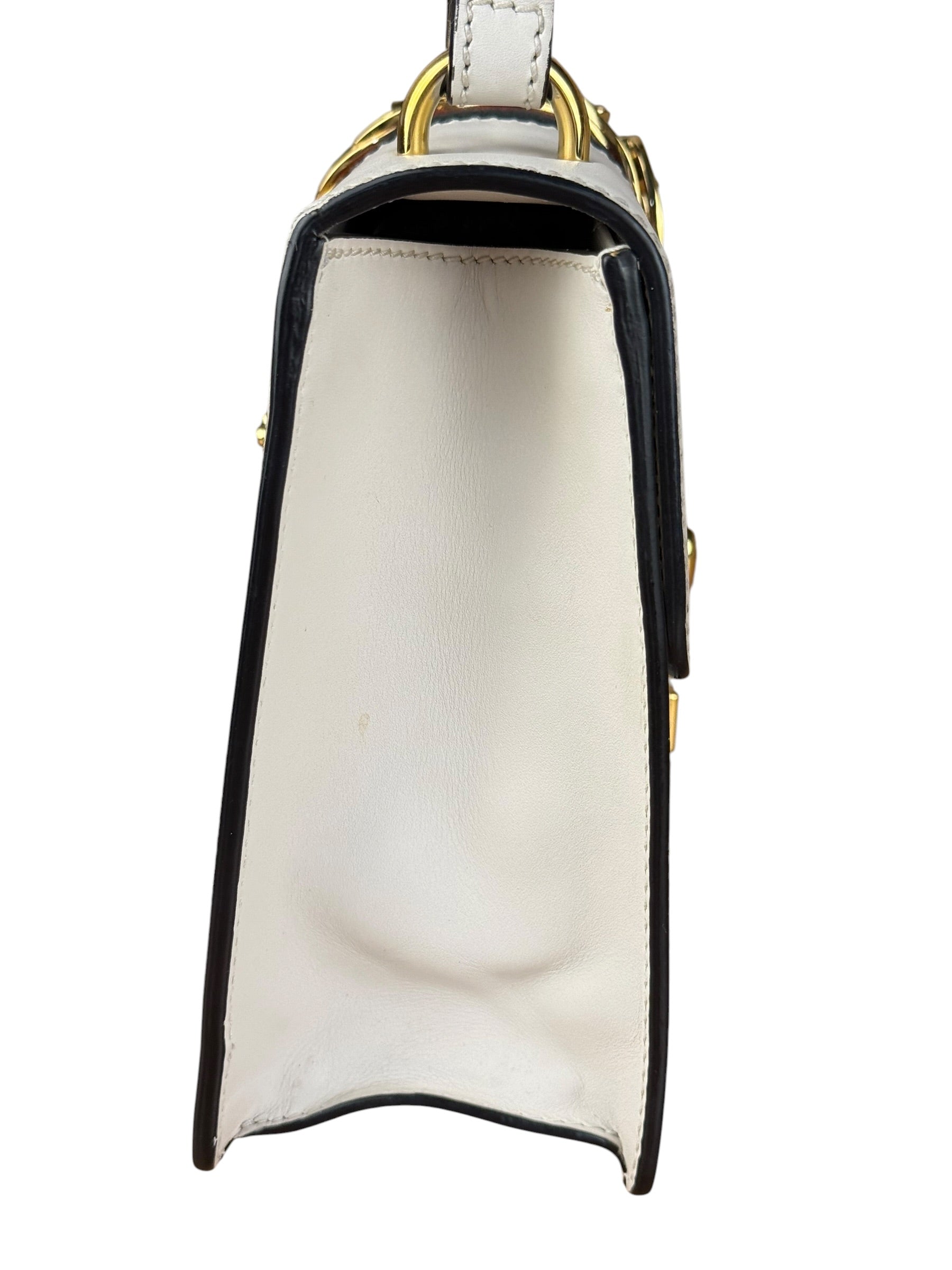 Gucci White Leather Sylvie Chain Shoulder Bag