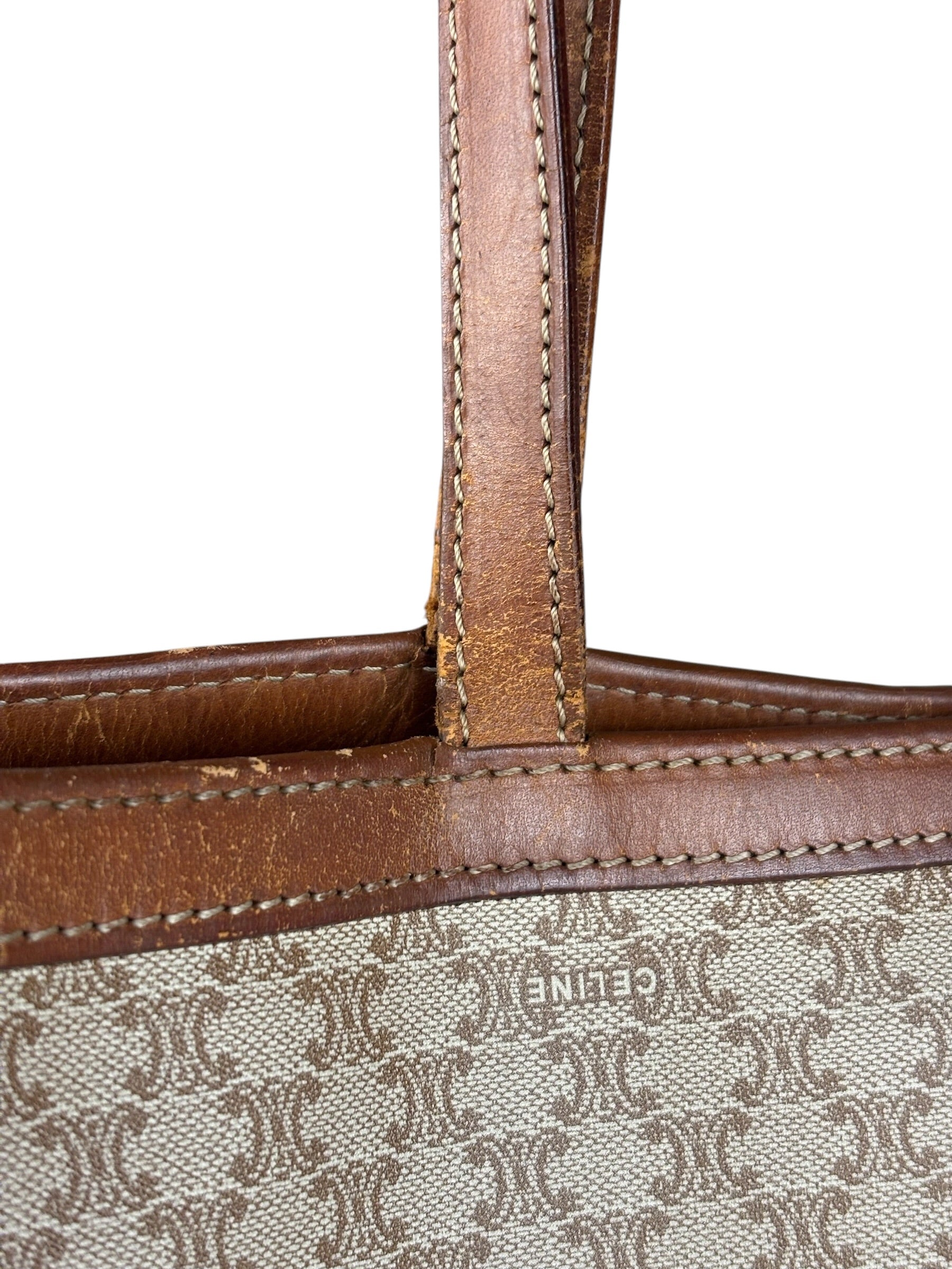 Celine Vintage Coated Canvas Macadam Shoulder Tote