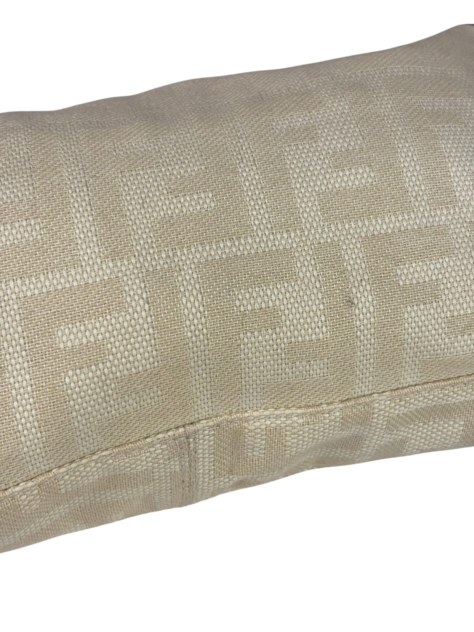 Fendi Vintage FF Ivory Canvas Baguette Shoulder Bag