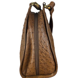 Loewe Vintage Brown Ostrich Print Leather Triangular Shoulder Bag