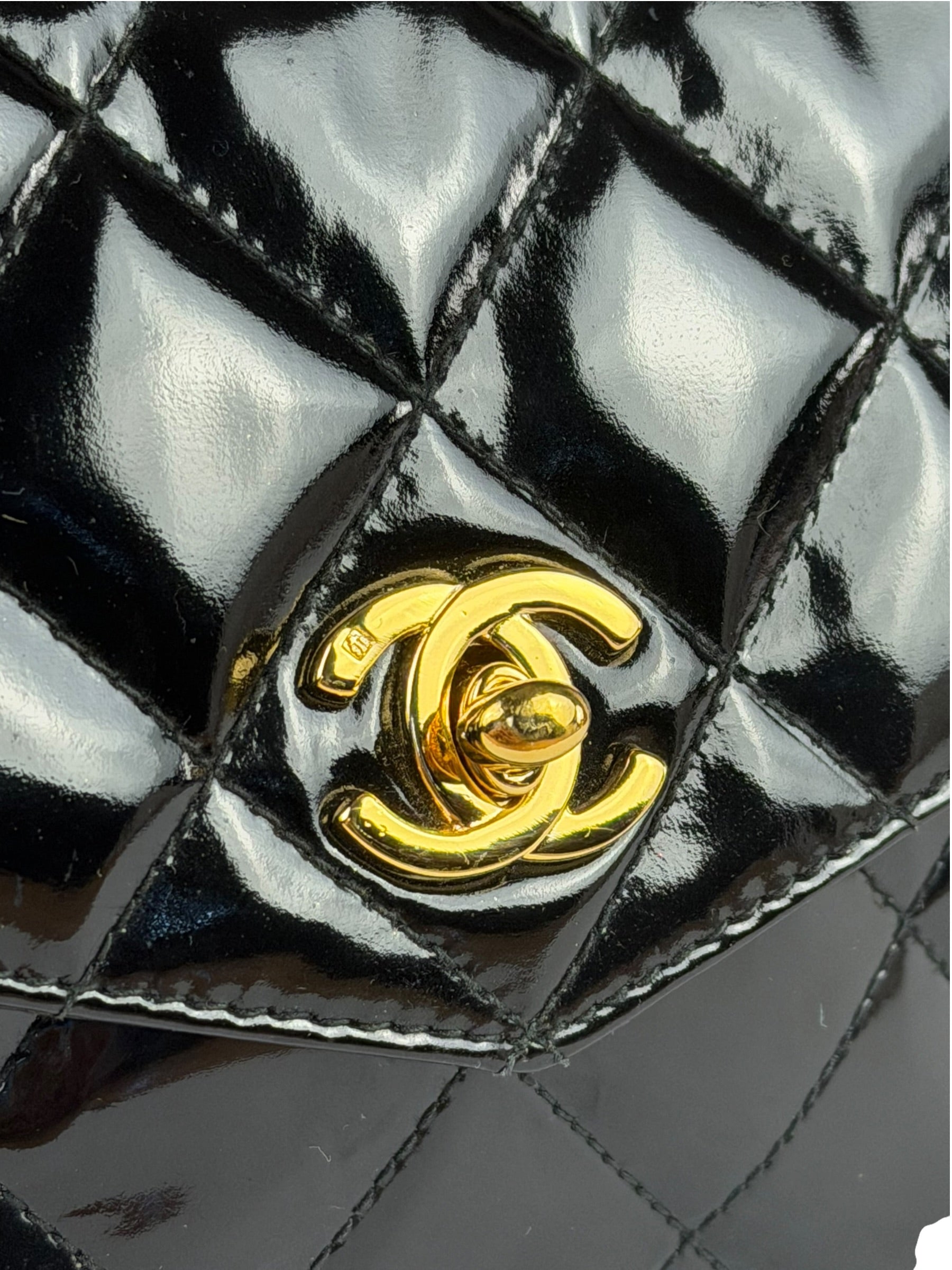 Chanel Black Patent Leather Belt Bag 1995