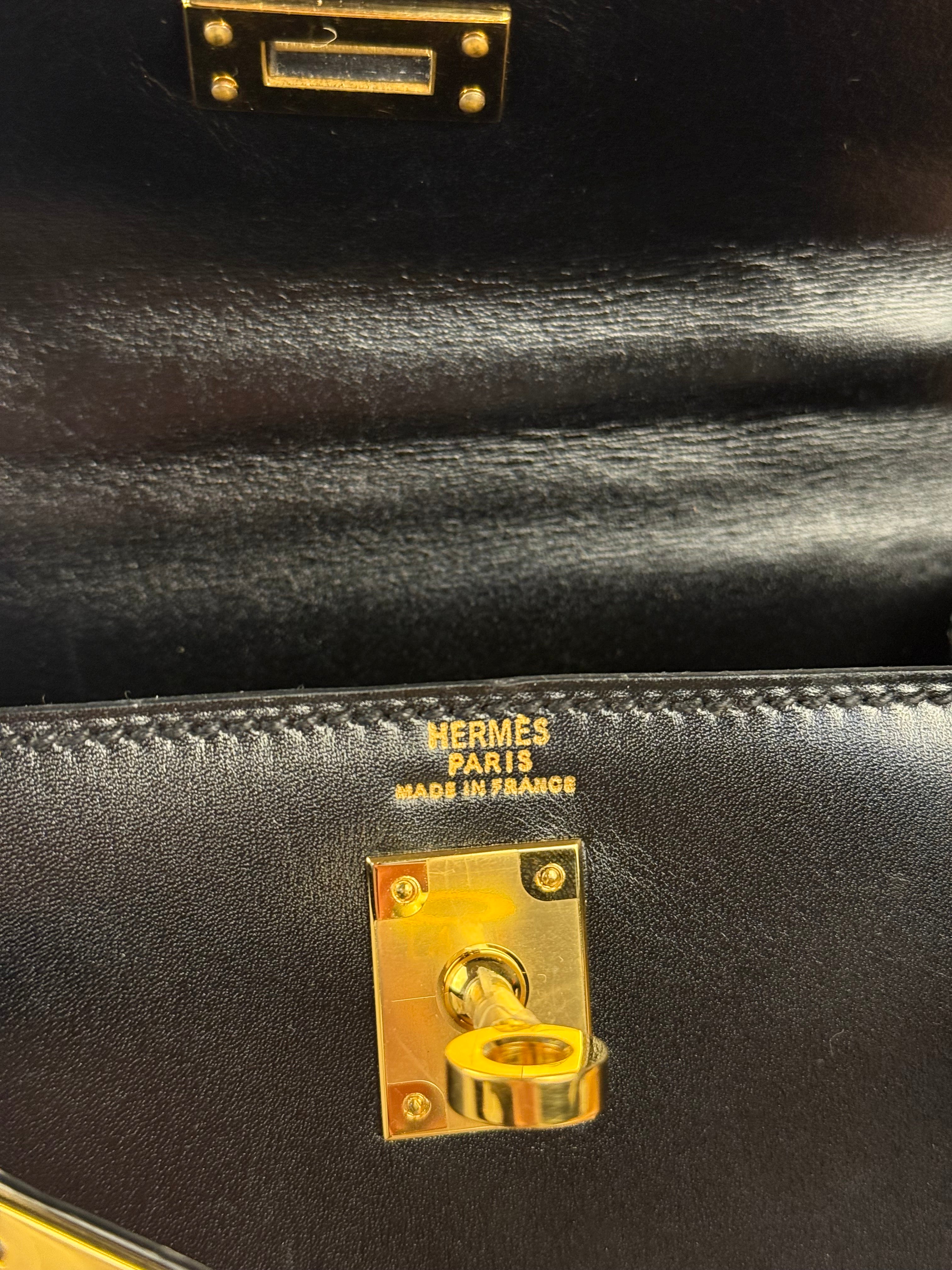 Hermes Black Mini Kelly 20 Box Calf 1991