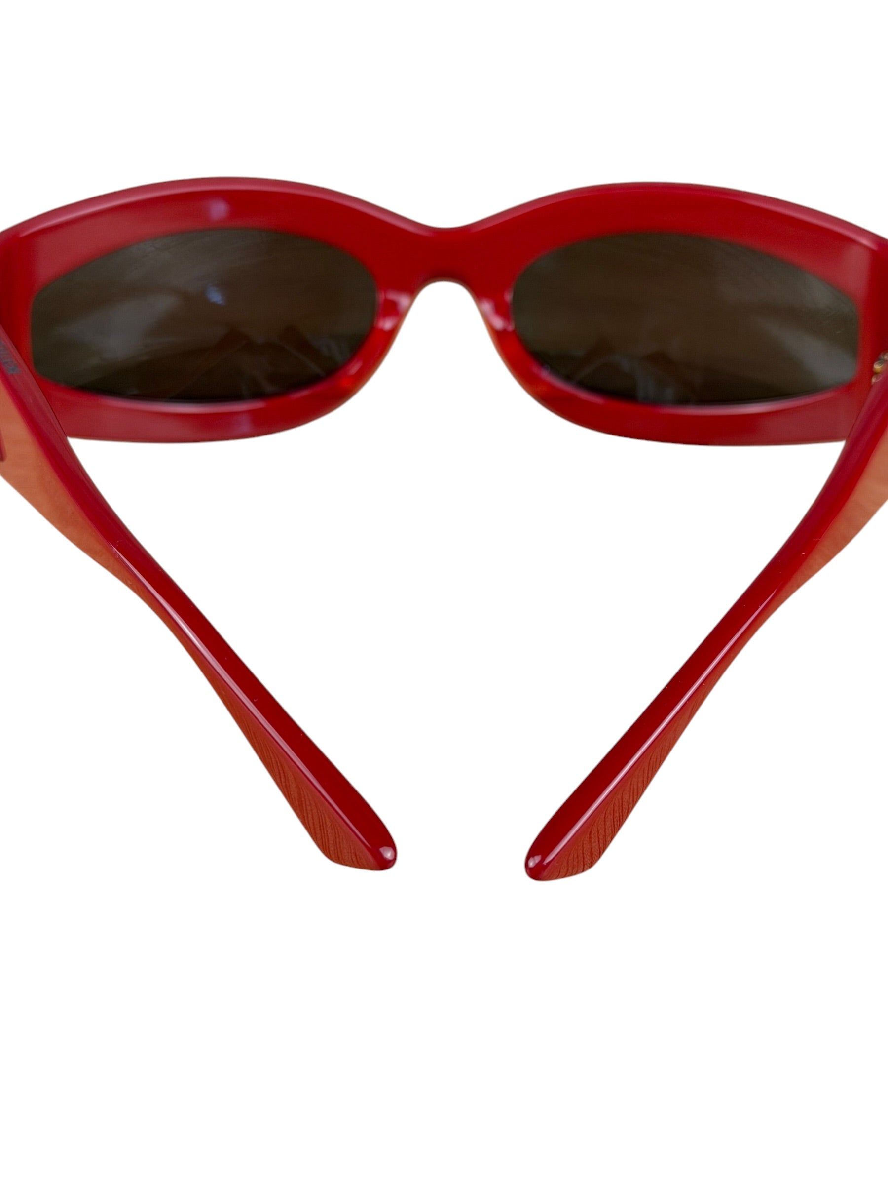 Bottega Veneta Red Shield Frame Sunglasses