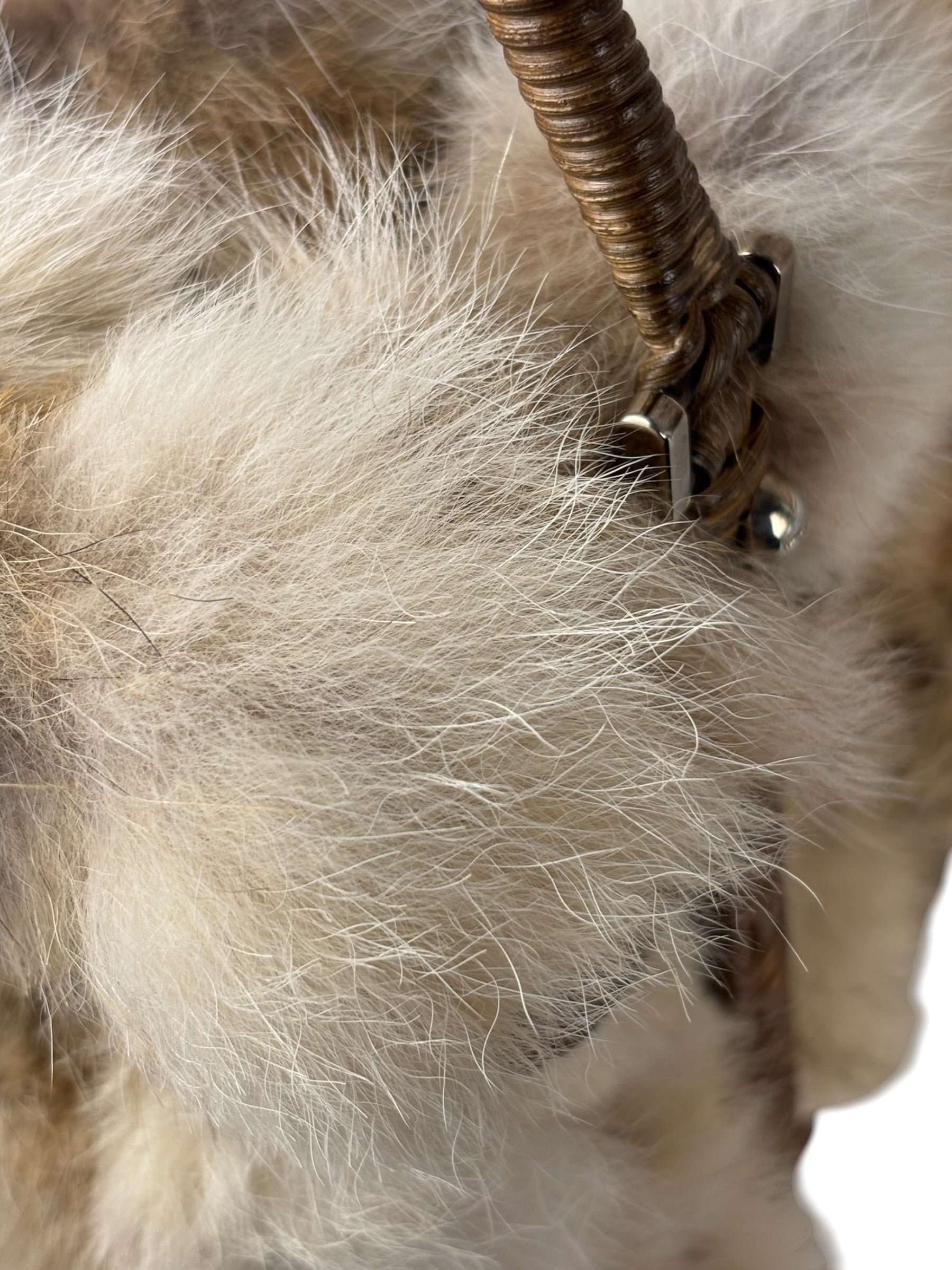 Ferragamo Vintage Fur Rattan Top Handle Bag