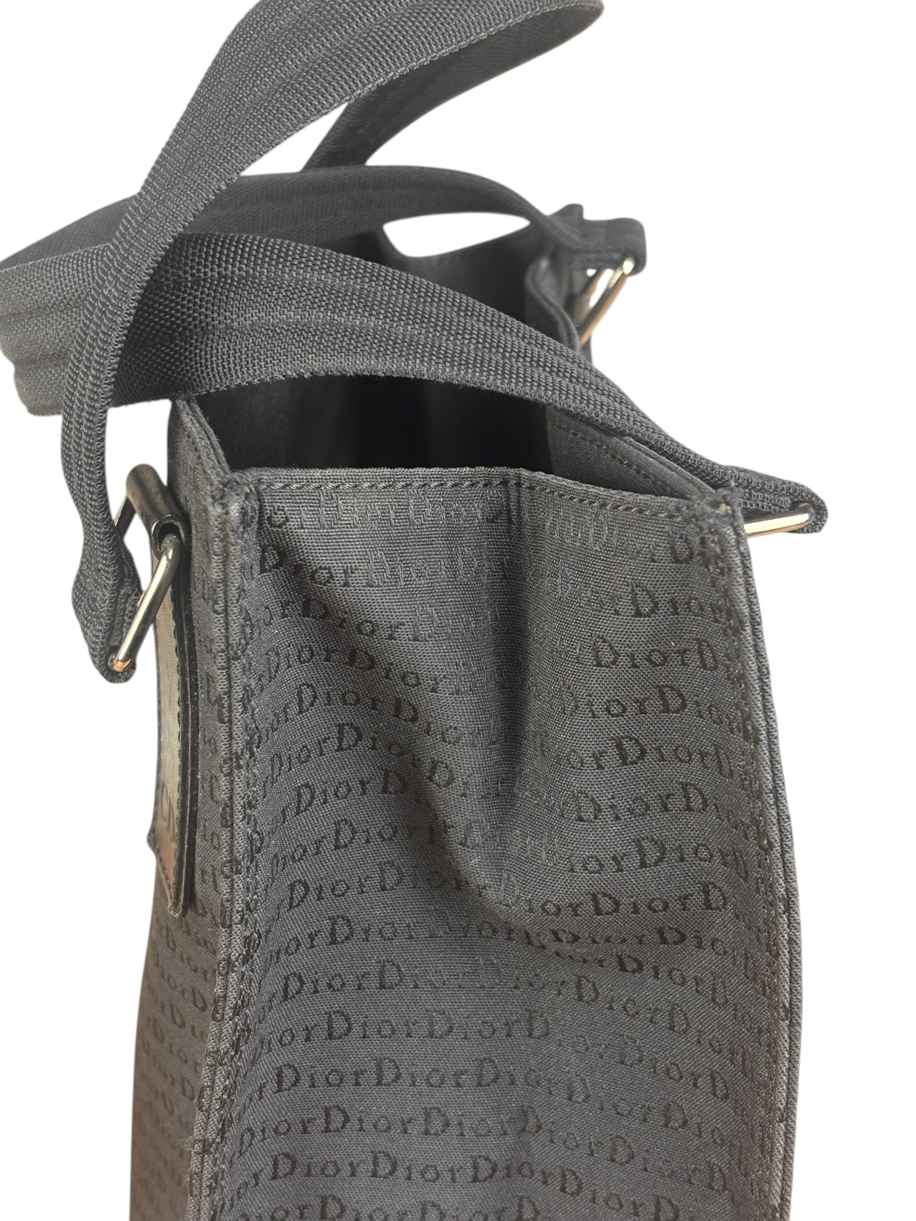 Christian Dior Vintage Black Logo Print Canvas Tote