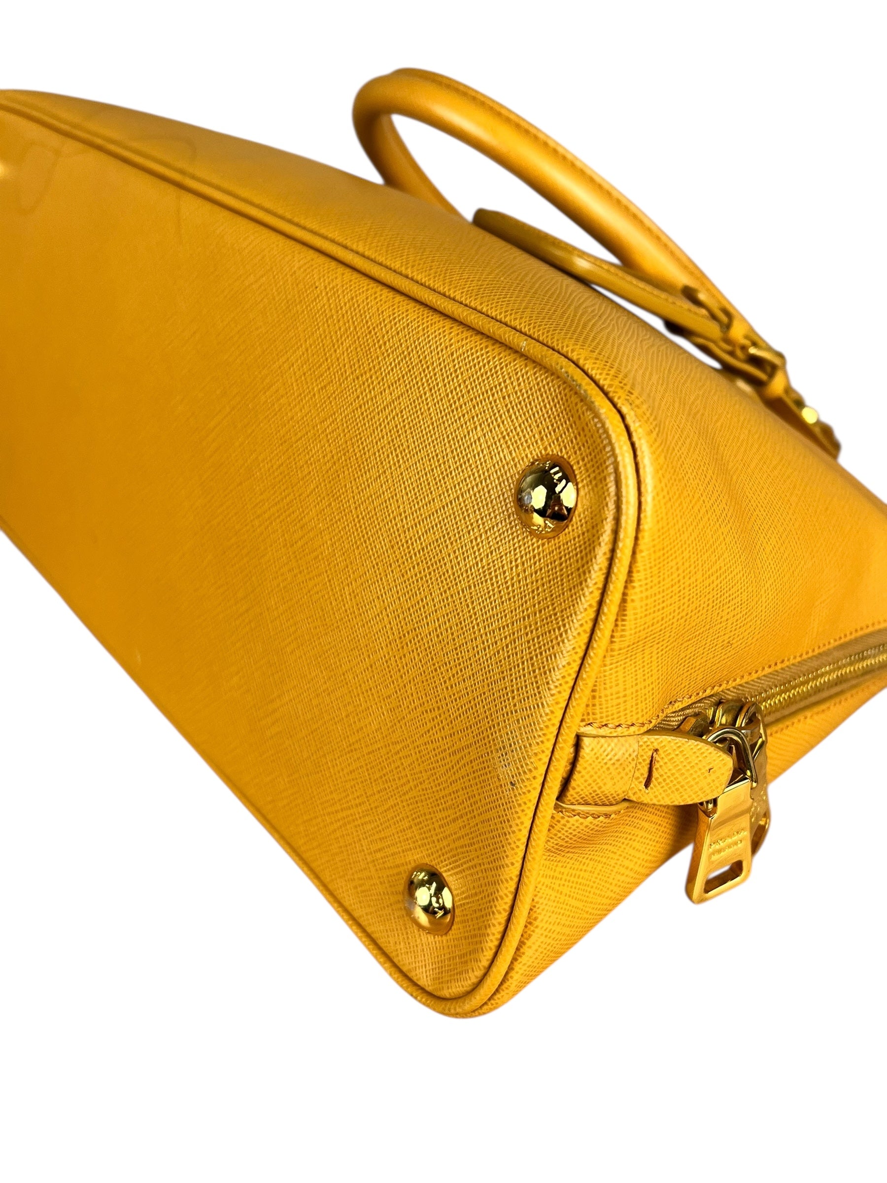 Prada Saffiano Promenade Handbag Mustard