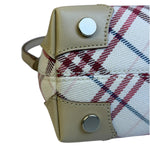 Burberry White/Beige Leather Trim Nova Check Pochette