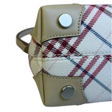 Burberry White/Beige Leather Trim Nova Check Pochette