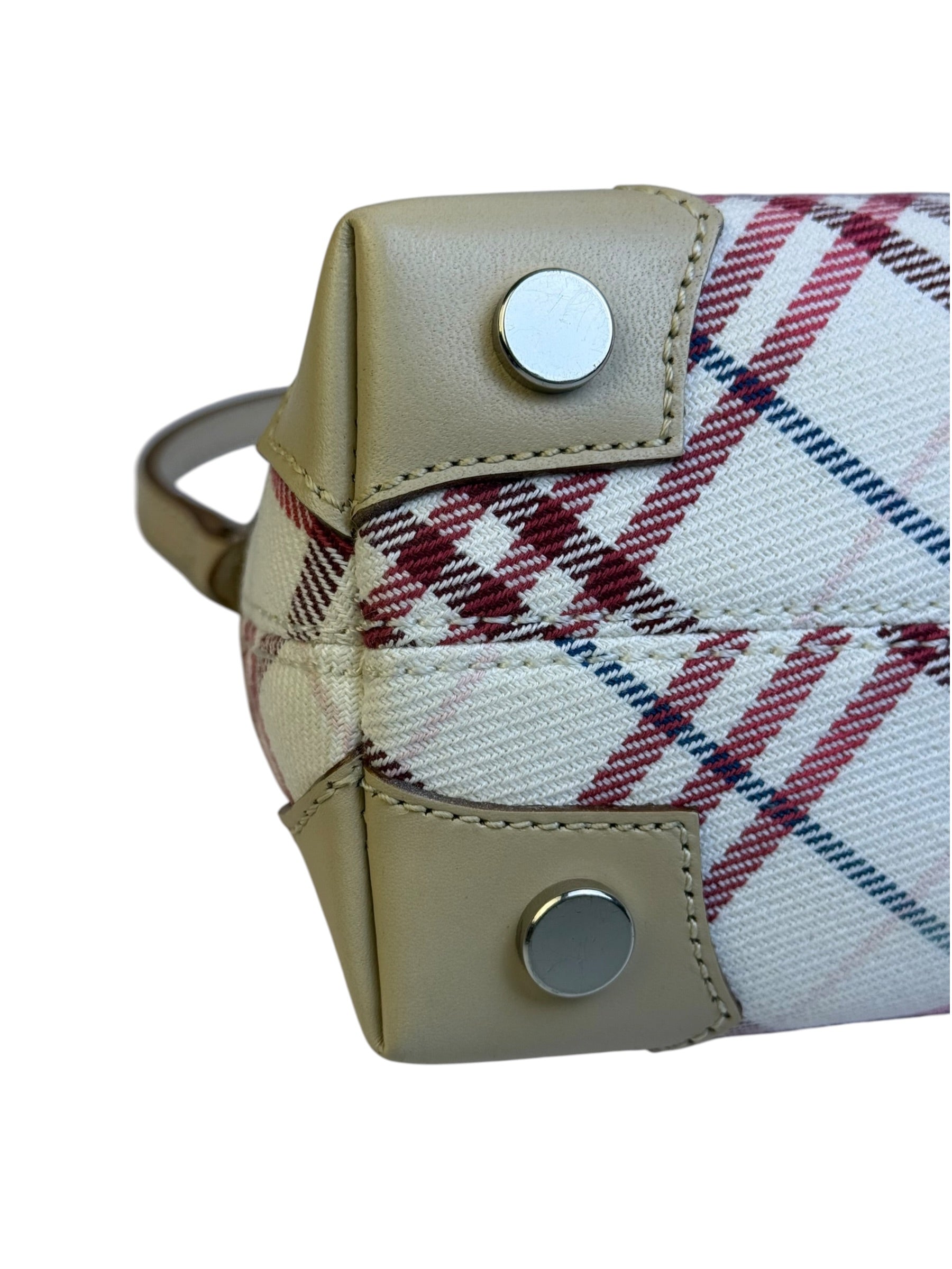Burberry White/Beige Leather Trim Nova Check Pochette