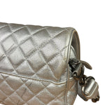 Chanel CC Silver Metallic Quilted Flap Shoulder Bag 2017