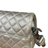 Chanel CC Silver Metallic Quilted Flap Shoulder Bag 2017