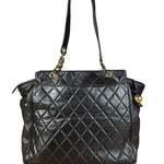 Chanel Black Quilted Leather Chain Shoulder Tote '94-'96