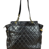 Chanel Black Quilted Leather Chain Shoulder Tote '94-'96