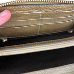 Gucci Bronze Metallic Leather Bamboo Long Zippy Wallet