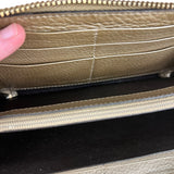 Gucci Bronze Metallic Leather Bamboo Long Zippy Wallet