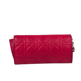 Christian Dior Pink Quilted Lambskin Lady Dior Wallet On Chain