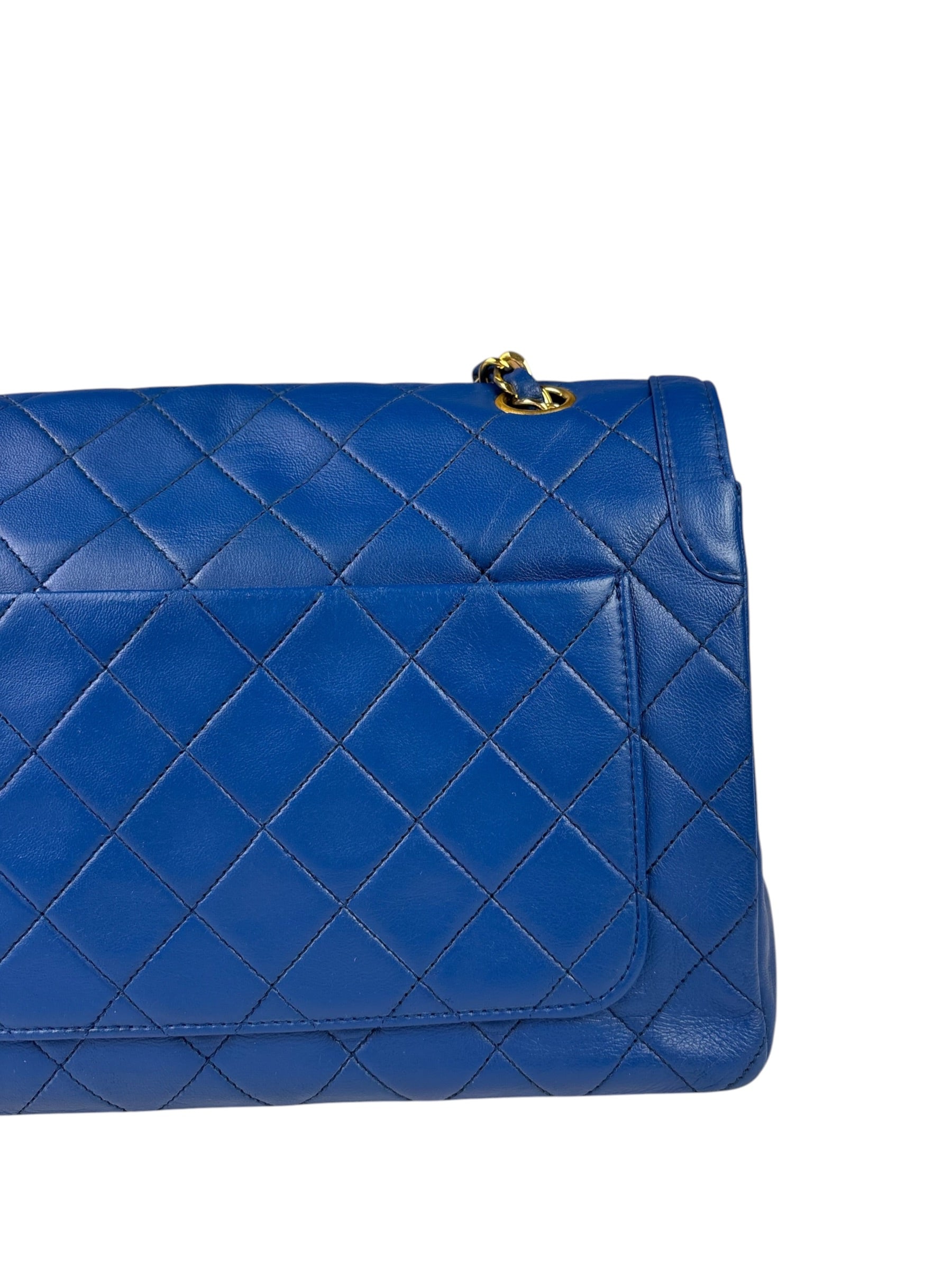 Chanel Vintage Blue Lambskin Flap Bag 1989