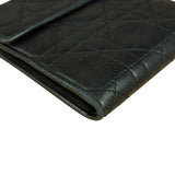 Christian Dior Black Leather Quilted Compact Wallet