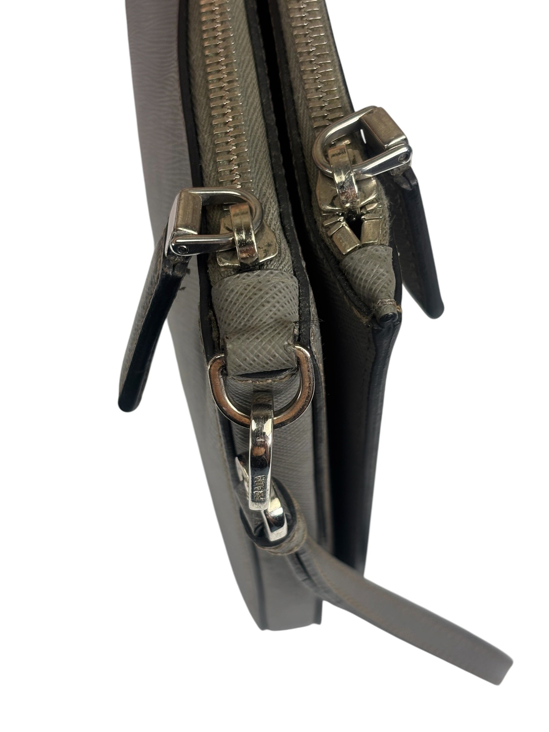 Prada Grey Saffiano Leather Pouch