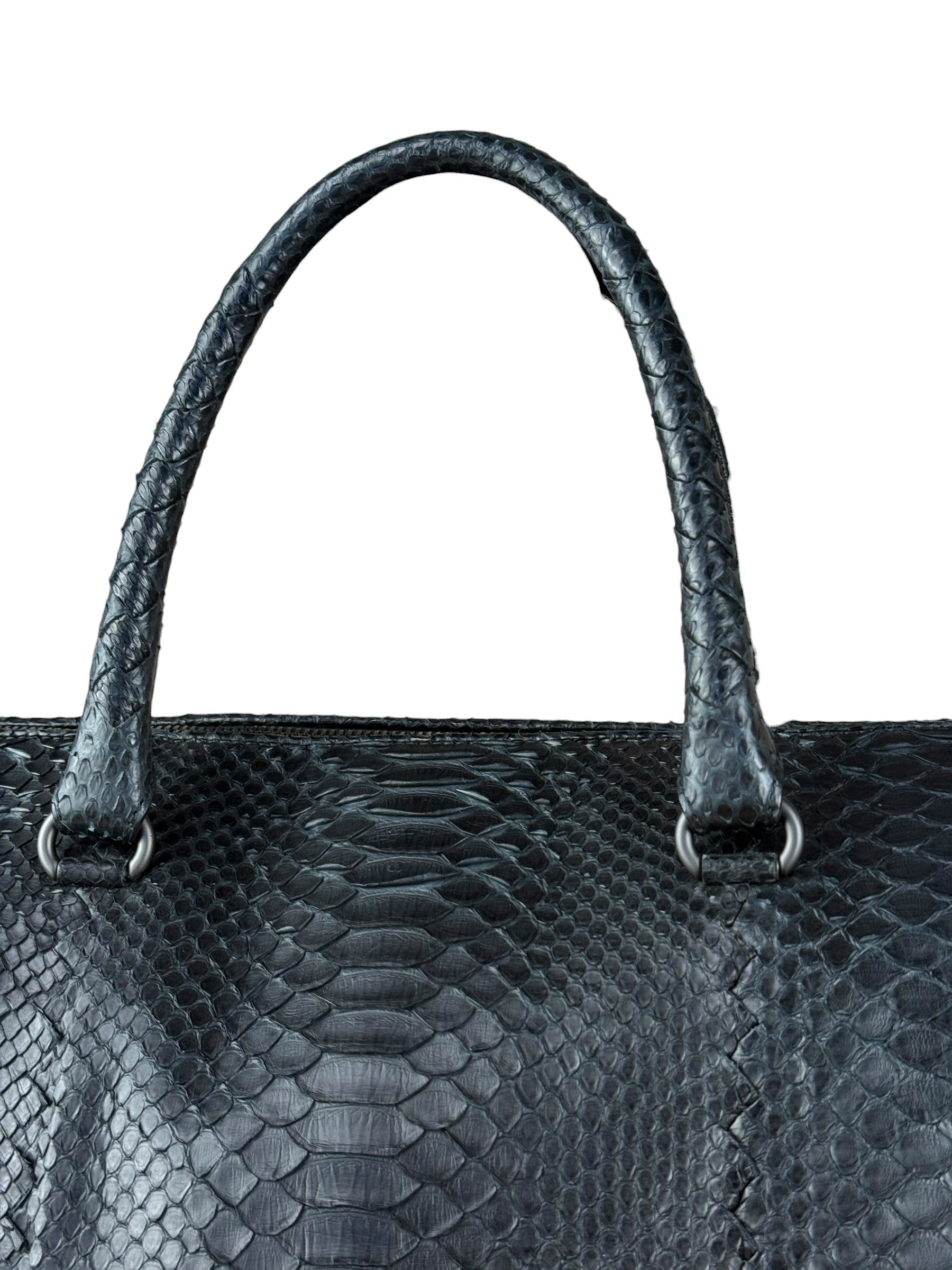 Bottega Veneta Black Snake Leather Brief Case