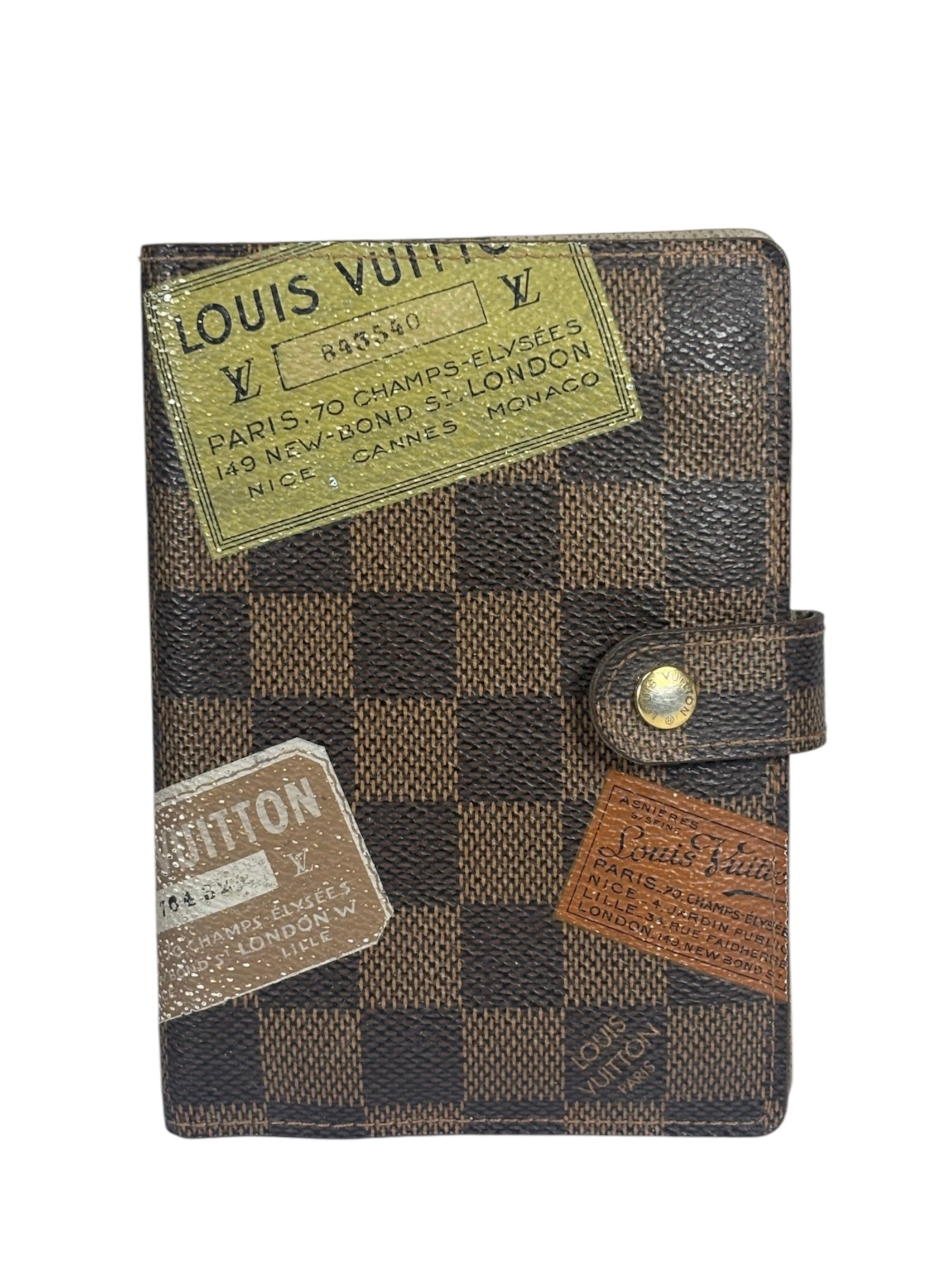 Louis Vuitton Damier Ebene Trunk & Labels Small Ring Agenda Cover
