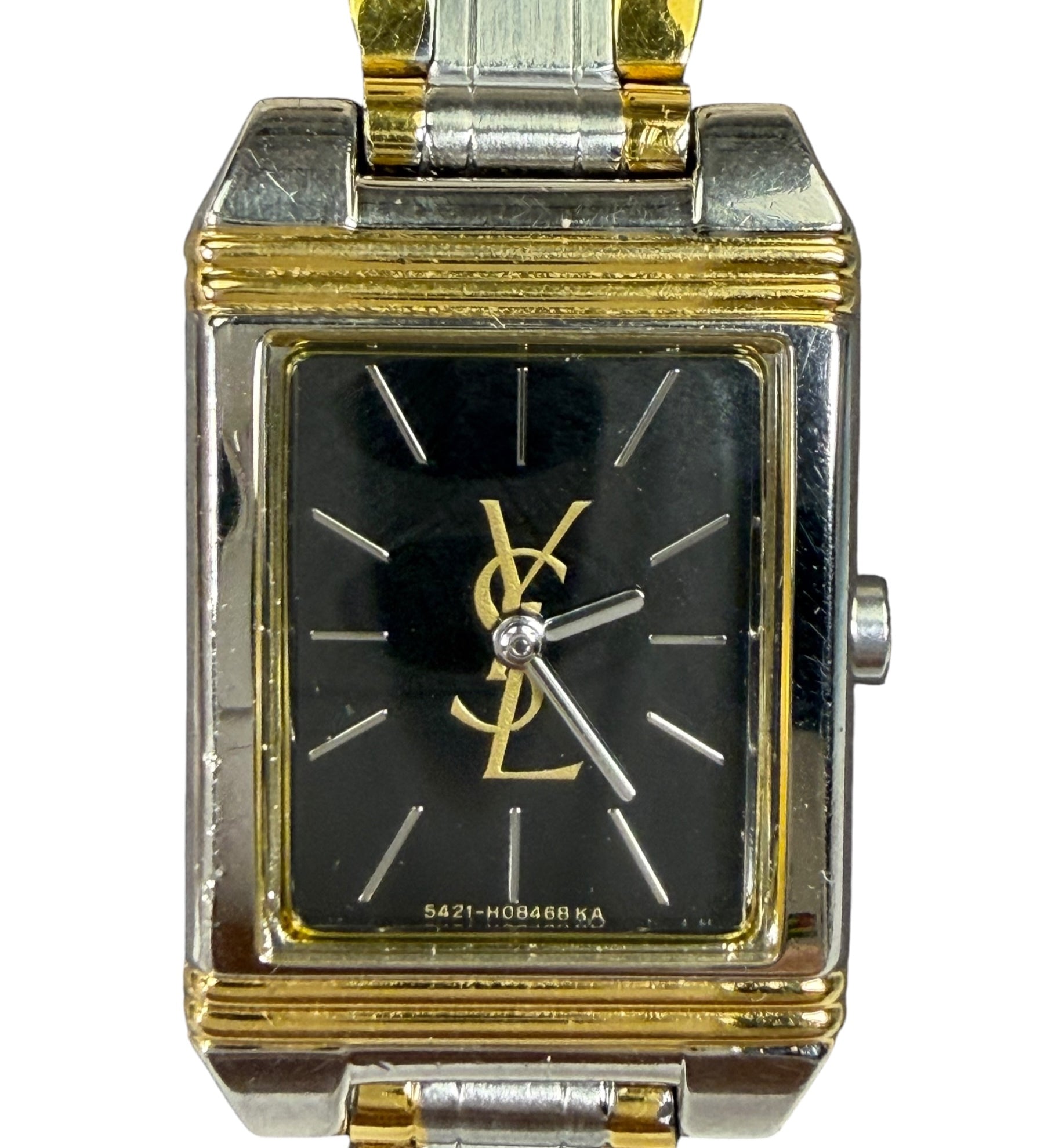 YSL 2 Tone Tank Black Stick Dial