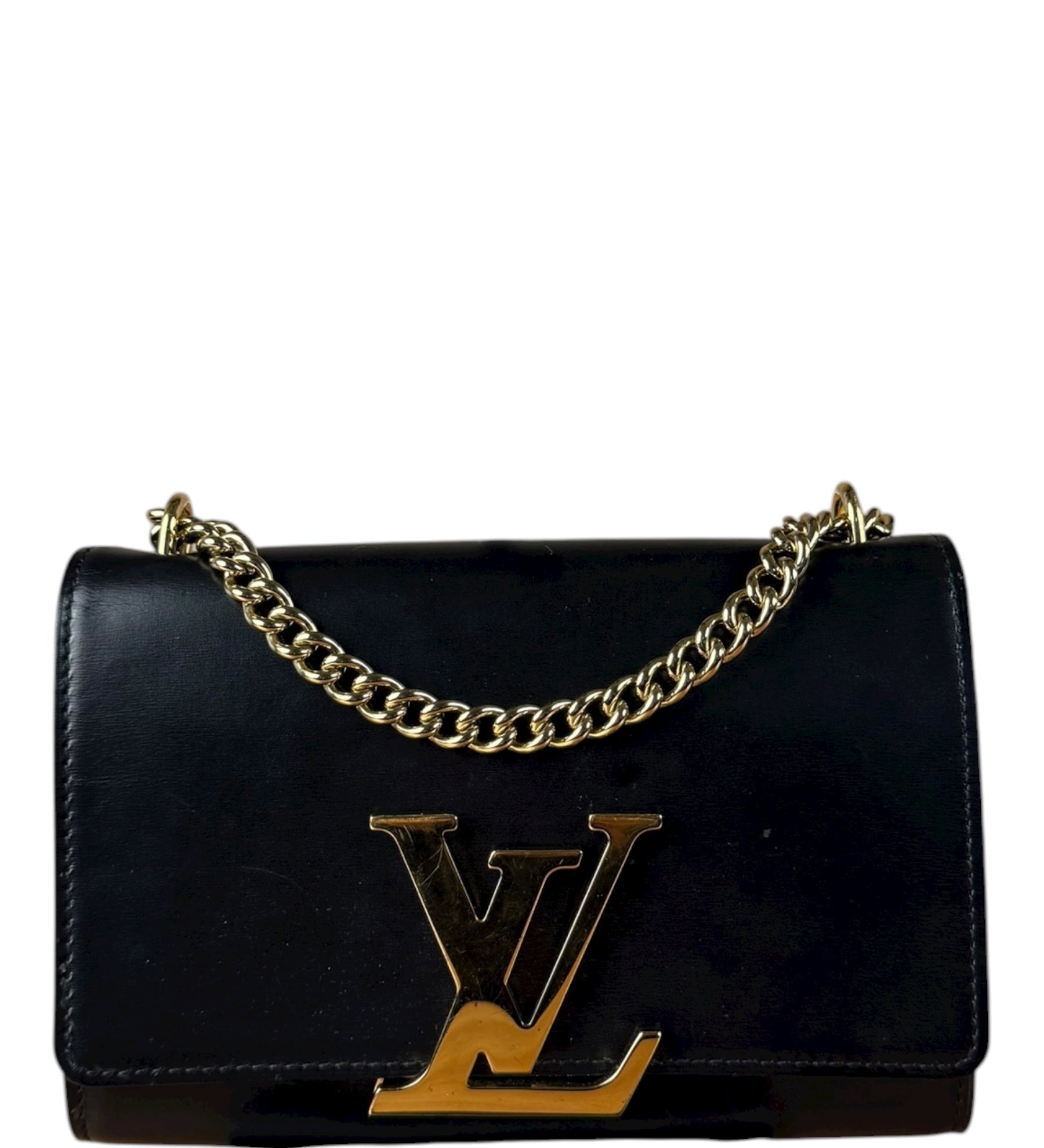 Louis Vuitton Black Leather Louis Chain Pochette