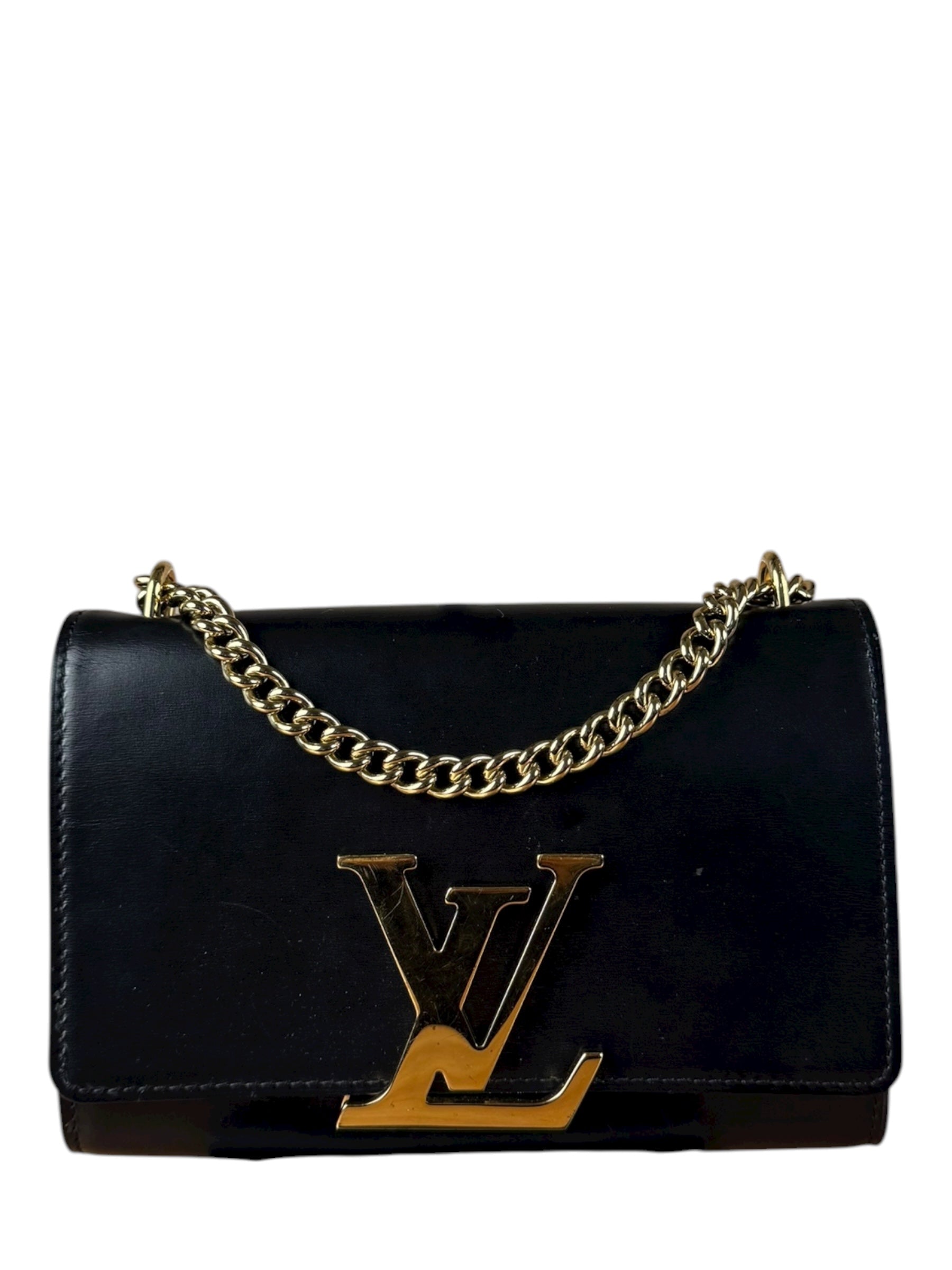 Louis Vuitton Black Leather Louis Chain Pochette