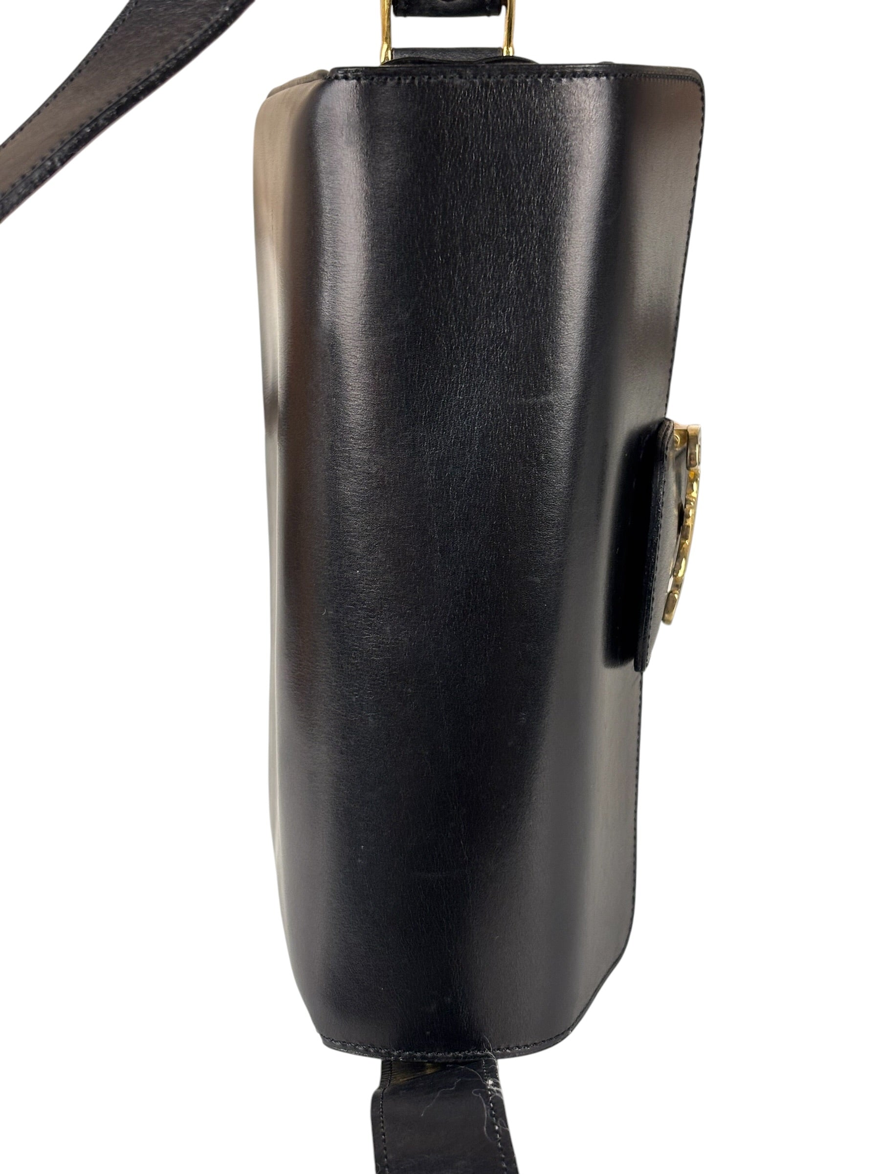 Celine Vintage Black Leather Shoulder Bag