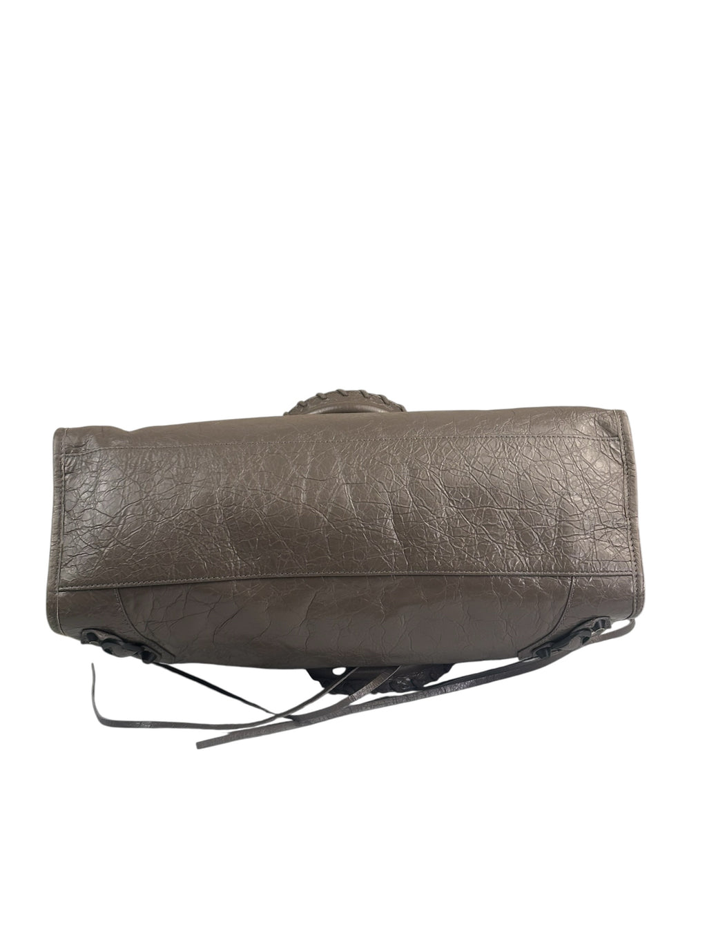 Balenciaga Stone Grey Patent Leather Moto Work Two-Way Bag