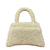 Balenciaga Furry Hourglass 2Way Handbag Beige