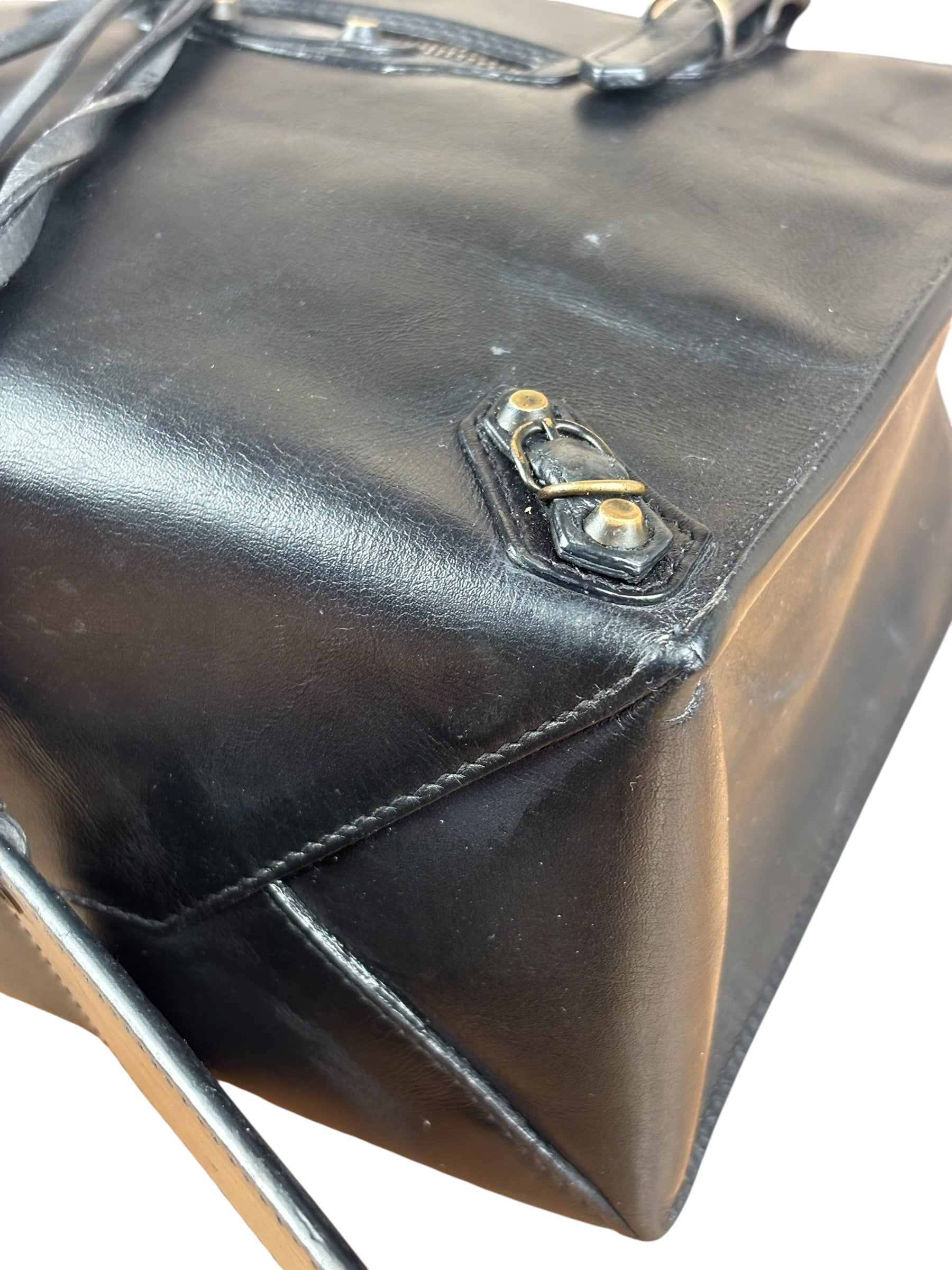 Balenciaga Black Leather Papier A4 Tote Bag