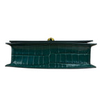 Alexander McQueen Green Croc Embossed Skull Bag