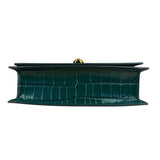 Alexander McQueen Green Croc Embossed Skull Bag