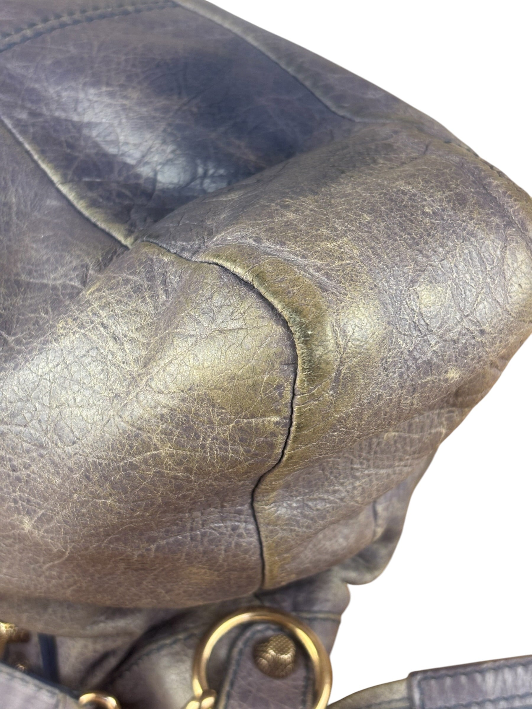 Balenciaga Vintage Distressed Purple Leather City Bag