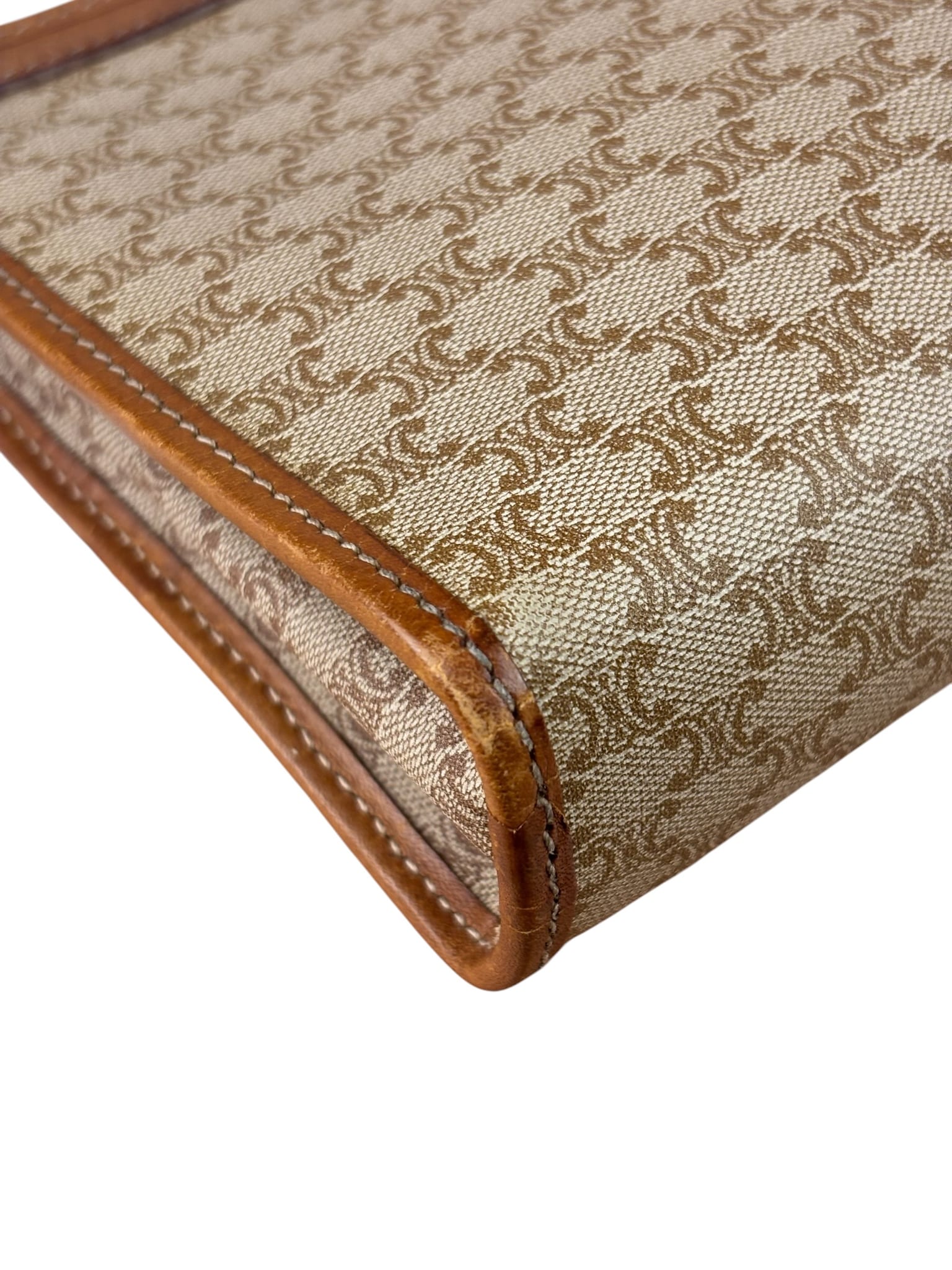 Celine Brown Leather Macadam Pouch