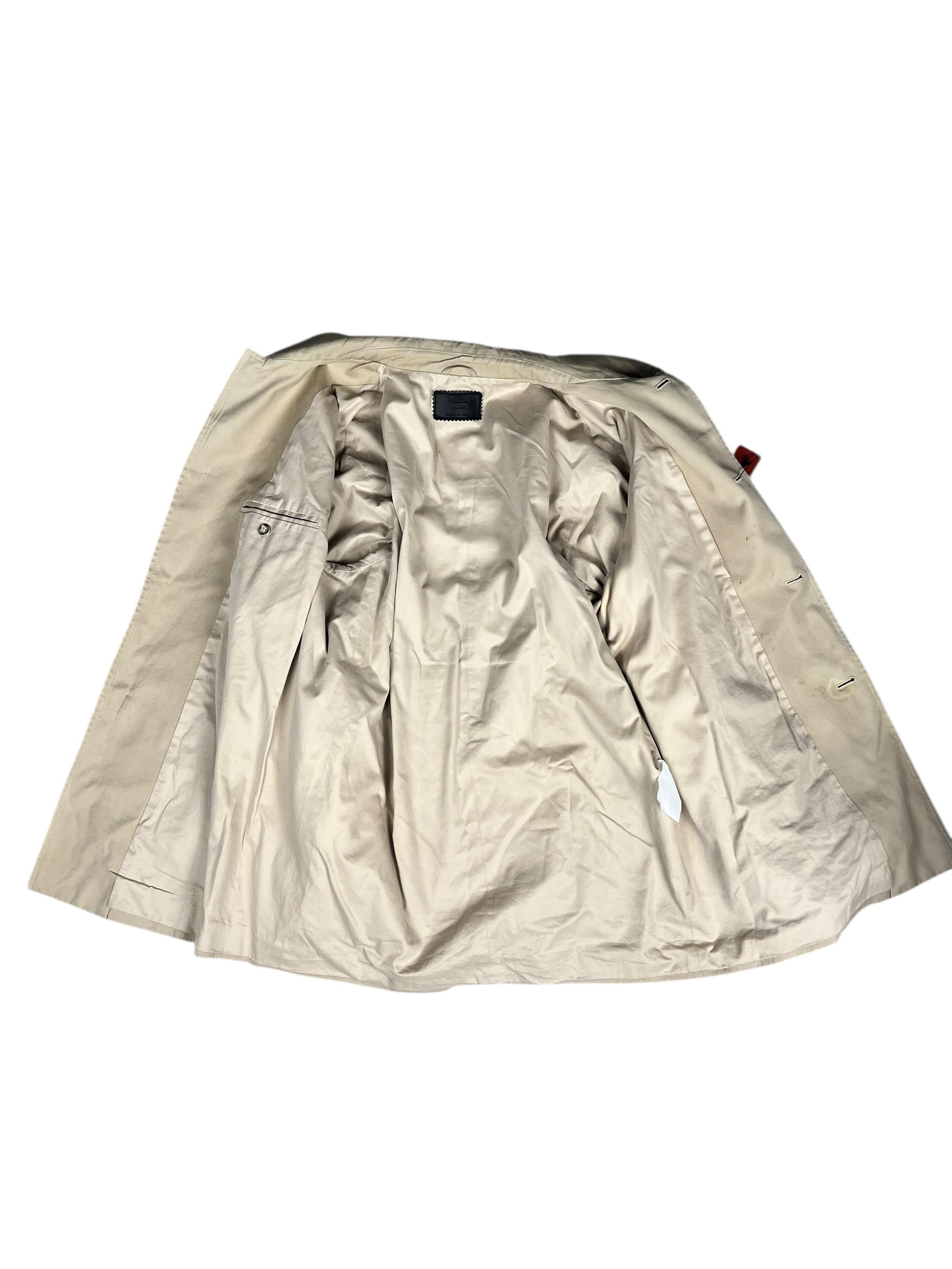 Prada Khaki Button Down Jacket Leather Lining