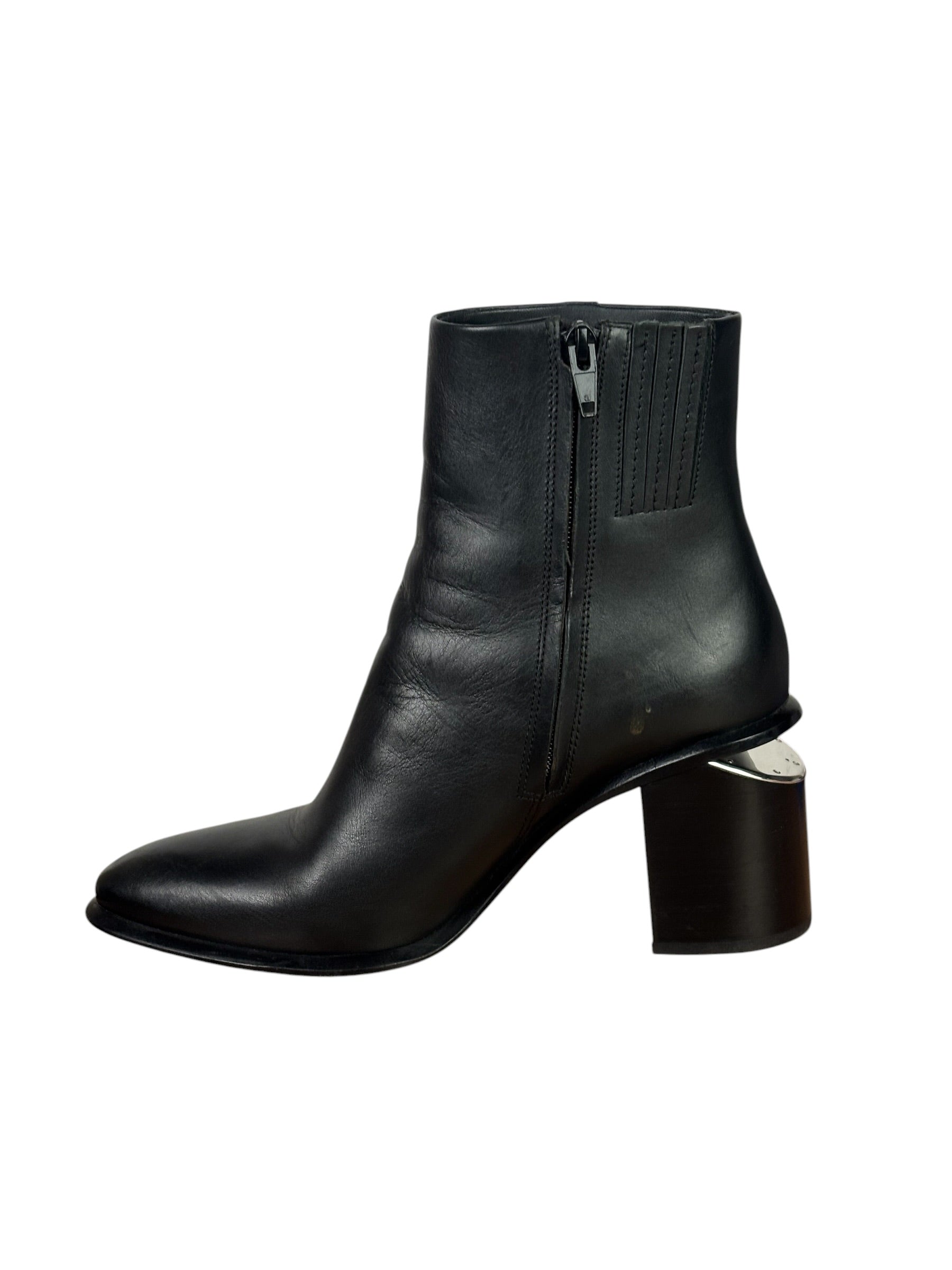 Alexander Wang Black Leather Gabi Cutout Heel Ankle Boots