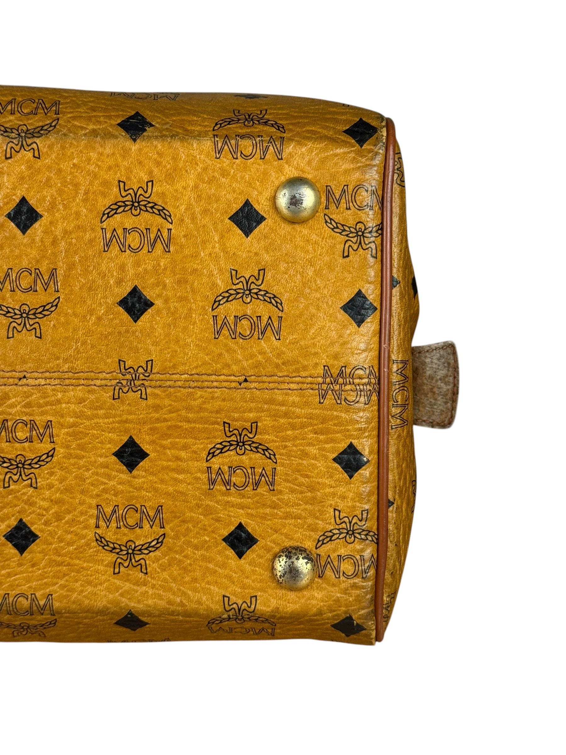 MCM Vintage Leather Logo Boston Handbag