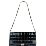 Chanel Black Patent Chocolate Bar Quilted Flap Shoulder Bag 2001