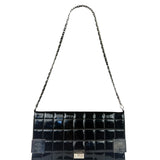 Chanel Black Patent Chocolate Bar Quilted Flap Shoulder Bag 2001