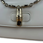 Gucci White Leather Bamboo Night Small Clutch/Pochette
