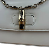 Gucci White Leather Bamboo Night Small Clutch/Pochette