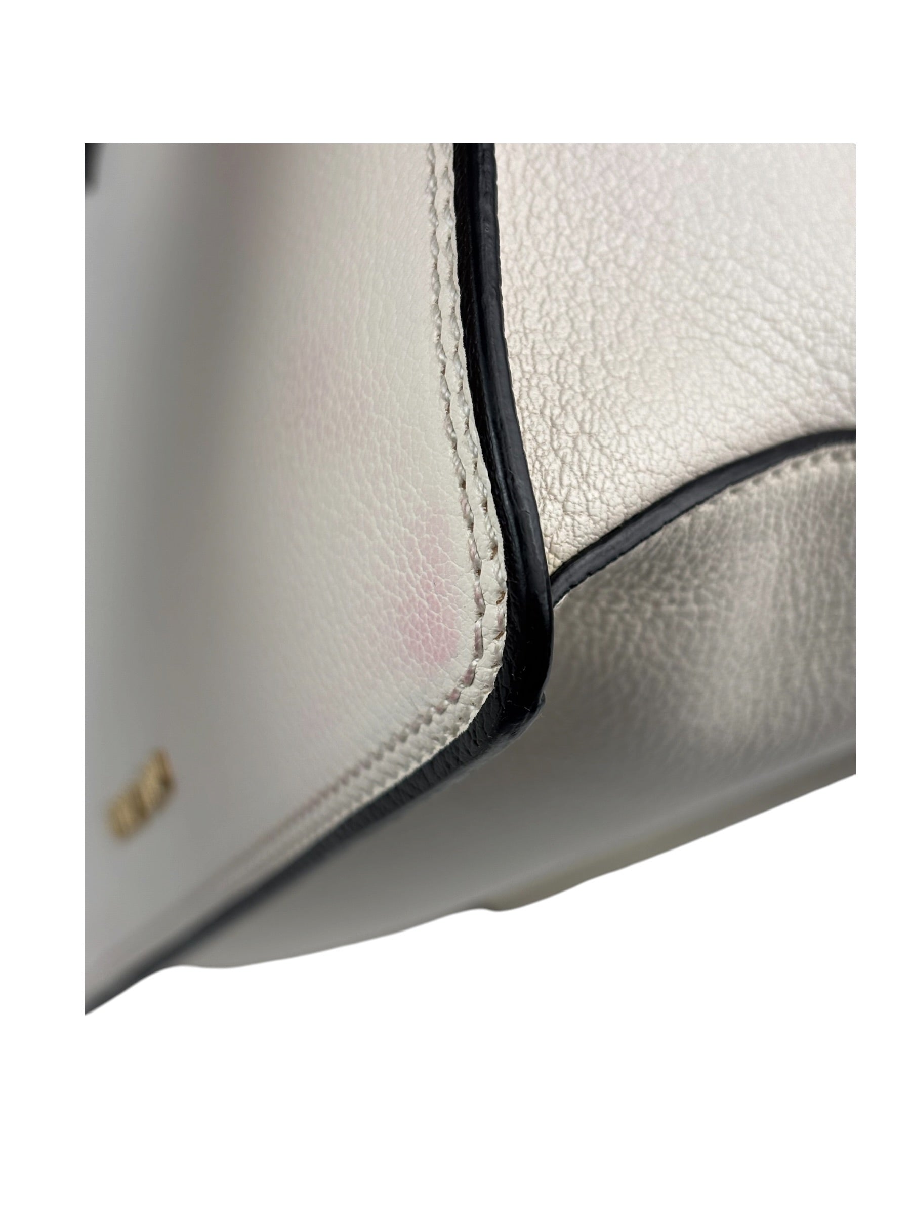 Miu Miu White Madras Ornate Crystal Jeweled Buckle Two-Way Bag