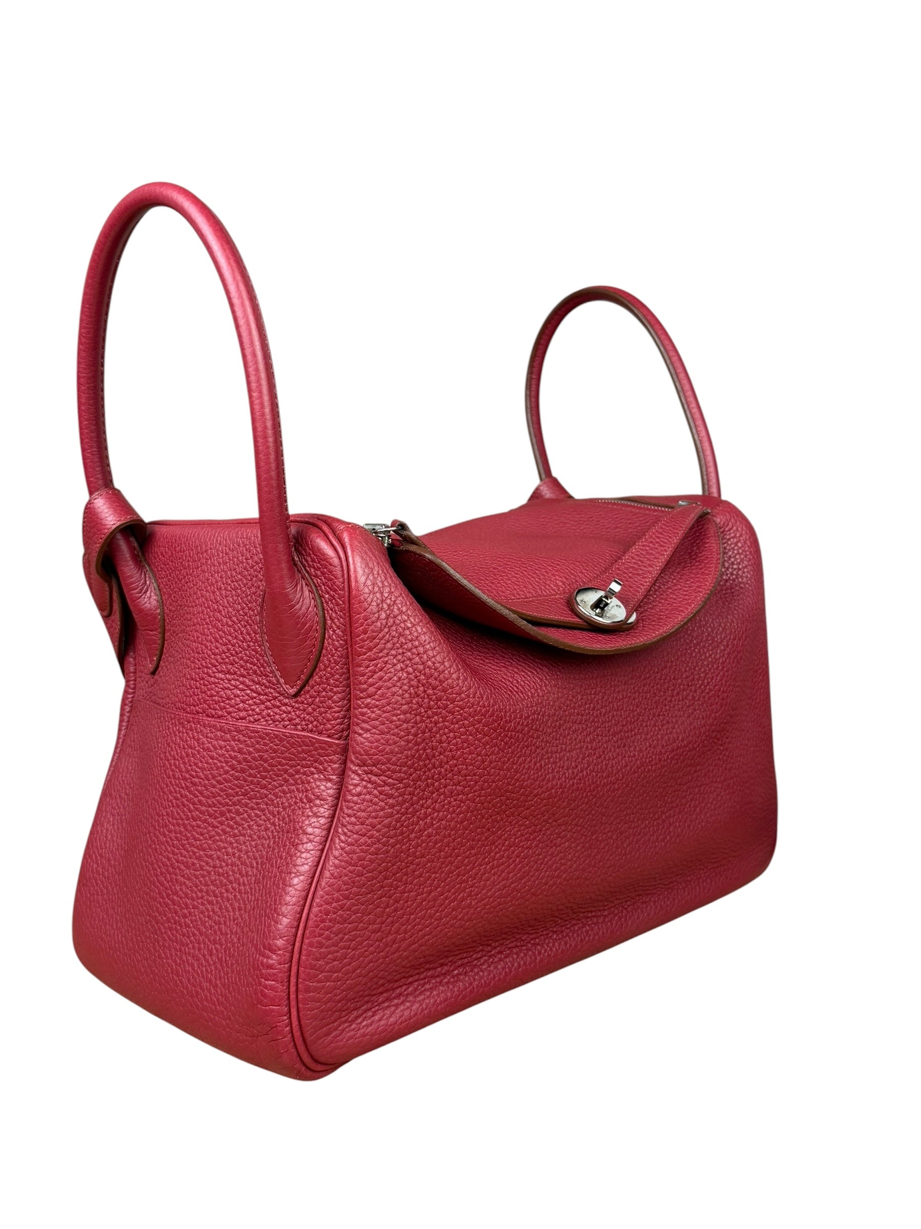 Hermes Lindy 34 Red/Fuchsia Clemence Leather Handbag 2014